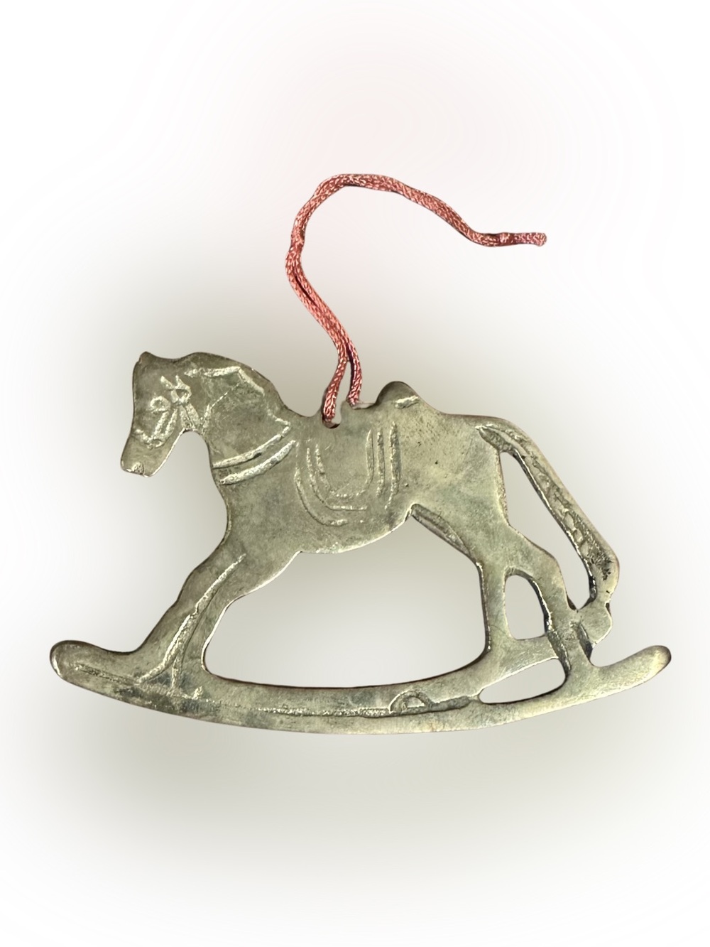Vintage Solid Thin Brass Rocking Horse Christmas Ornament